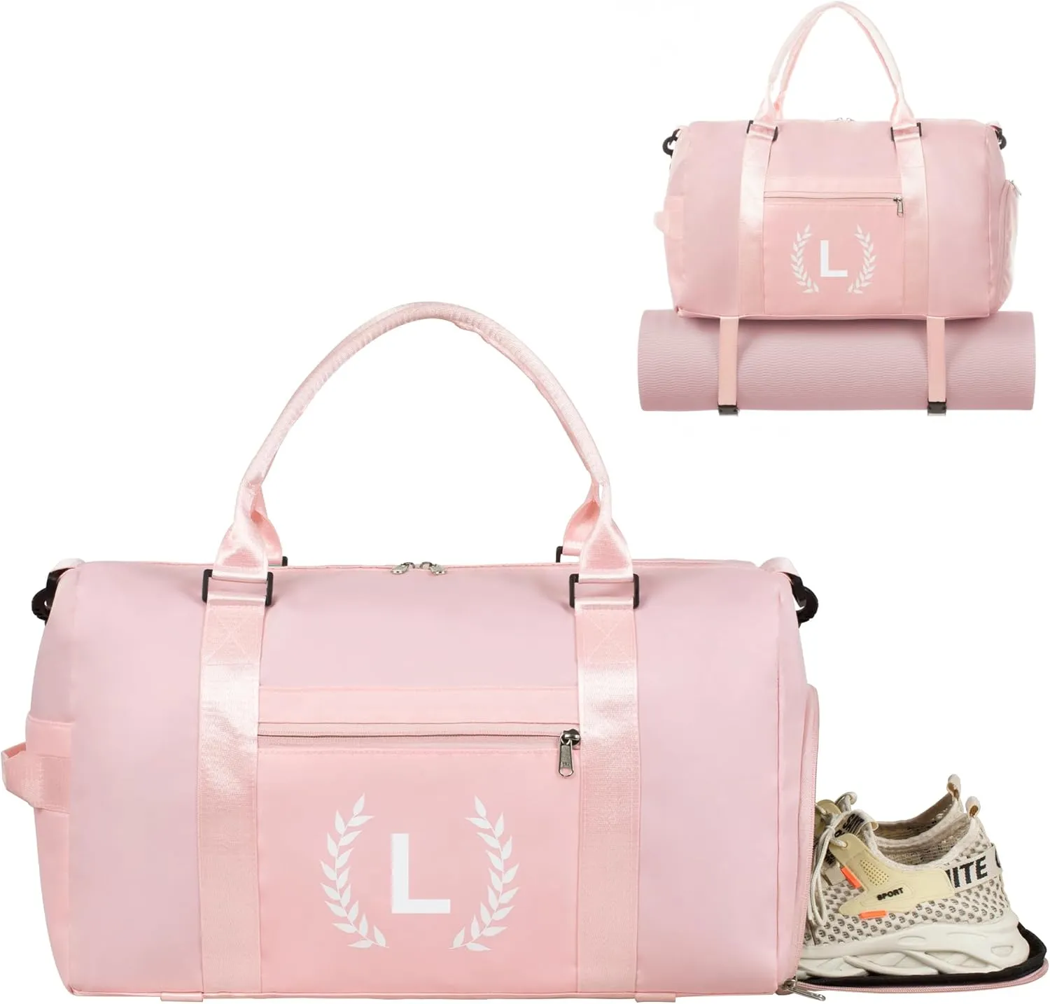 Gym Bag for Women, Fitness Workout Sports Travel Duffle Bag with Wet Pocket & Shoes Compartment, Great Present for Gym Lovers