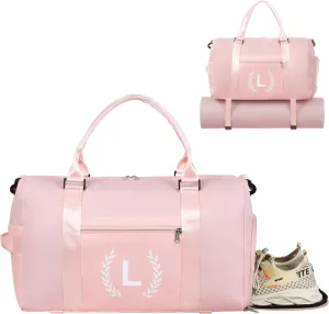 Gym Bag for Women, Fitness Workout Sports Travel Duffle Bag with Wet Pocket & Shoes Compartment, Great Present for Gym Lovers