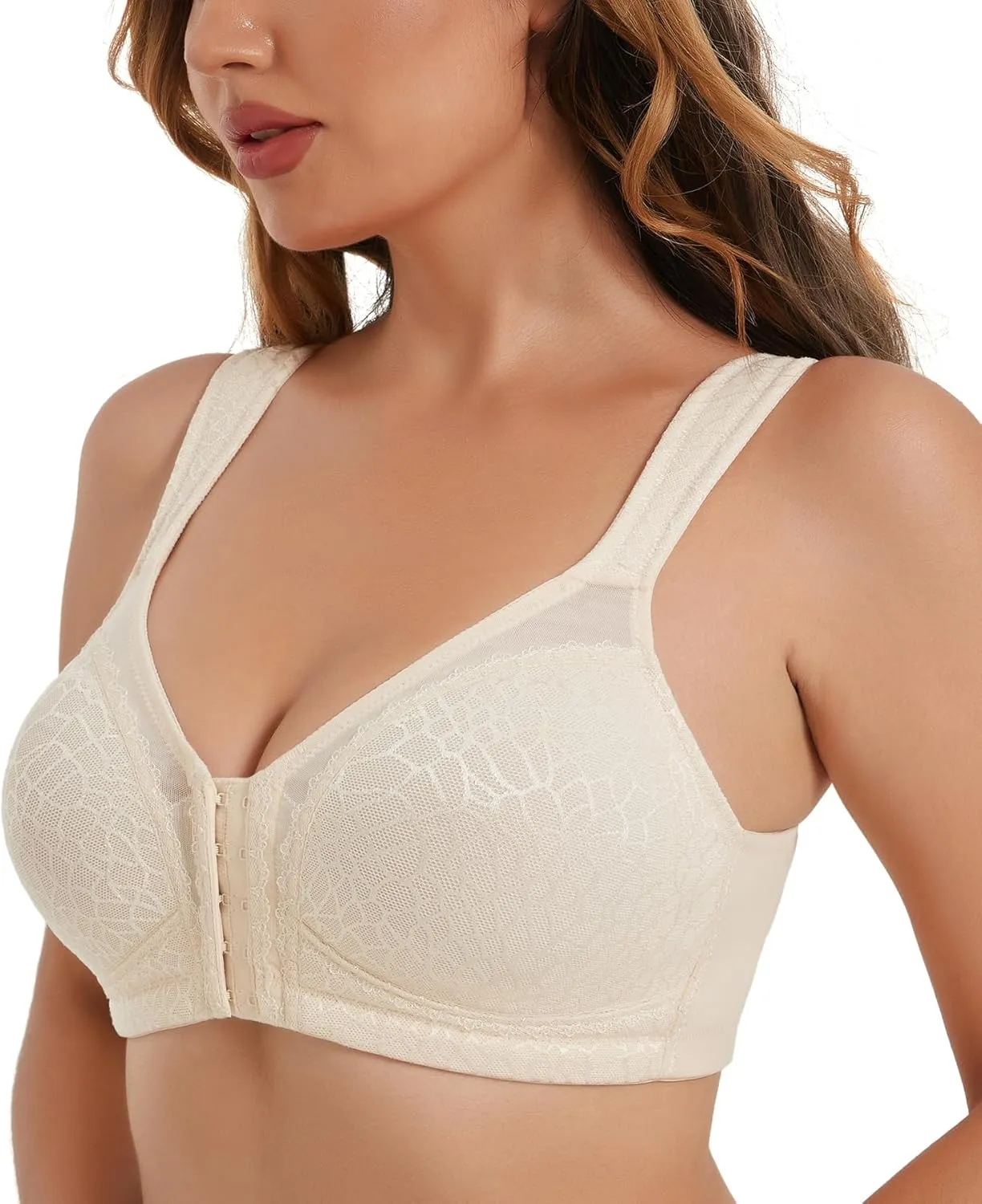 HACI Front Closure Posture Bra Back Support Unpadded Wireless Support Everyday