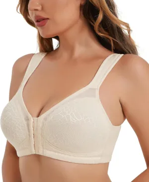 HACI Front Closure Posture Bra Back Support Unpadded Wireless Support Everyday