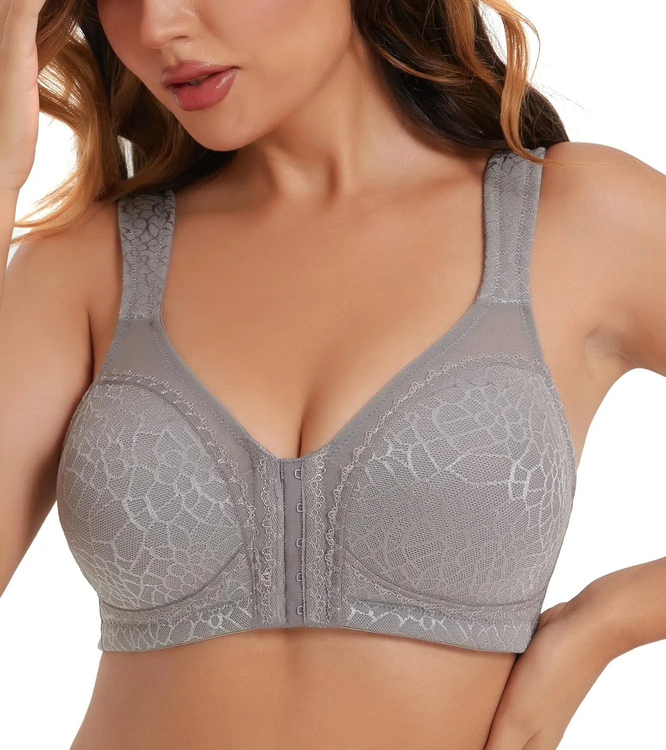HACI Front Closure Posture Bra Back Support Unpadded Wireless Support Everyday
