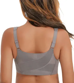 HACI Front Closure Posture Bra Back Support Unpadded Wireless Support Everyday