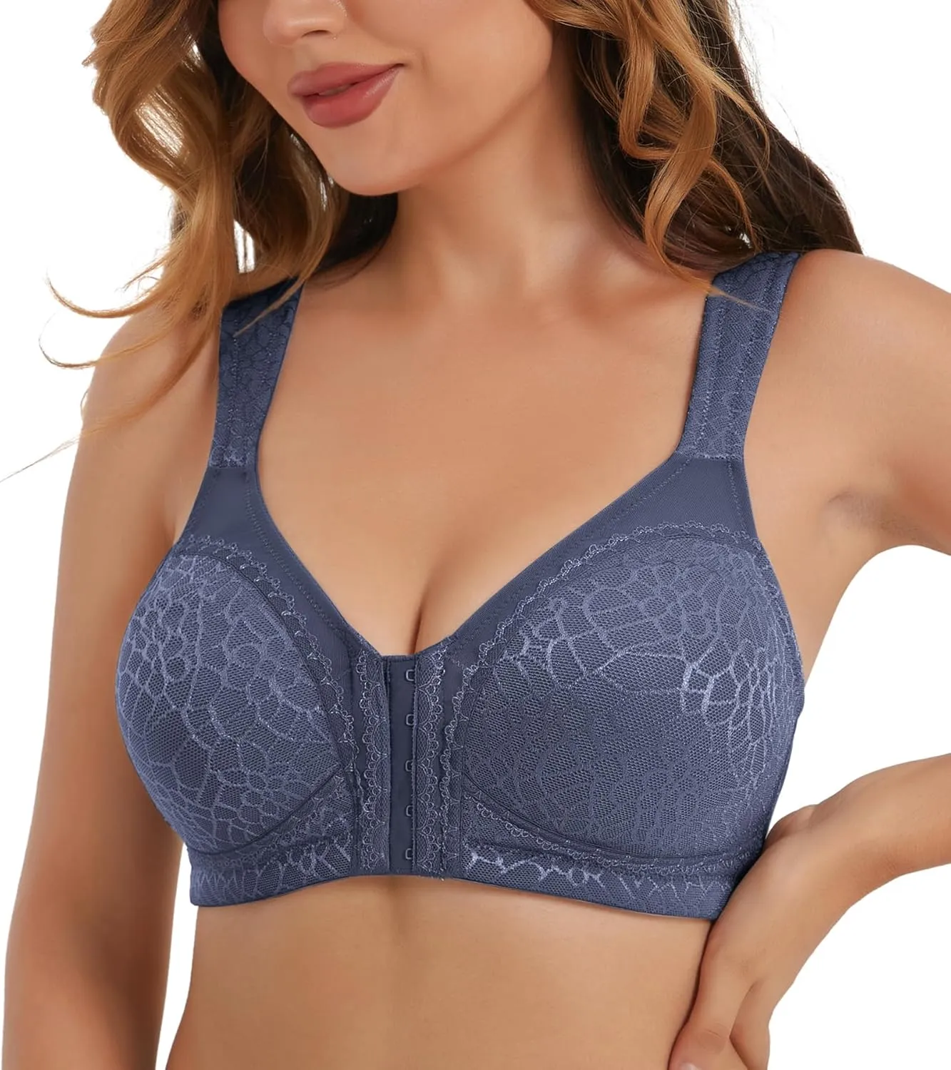 HACI Front Closure Posture Bra Back Support Unpadded Wireless Support Everyday