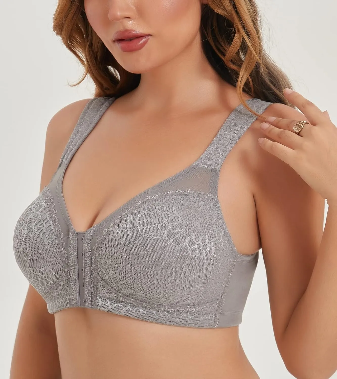 HACI Front Closure Posture Bra Back Support Unpadded Wireless Support Everyday