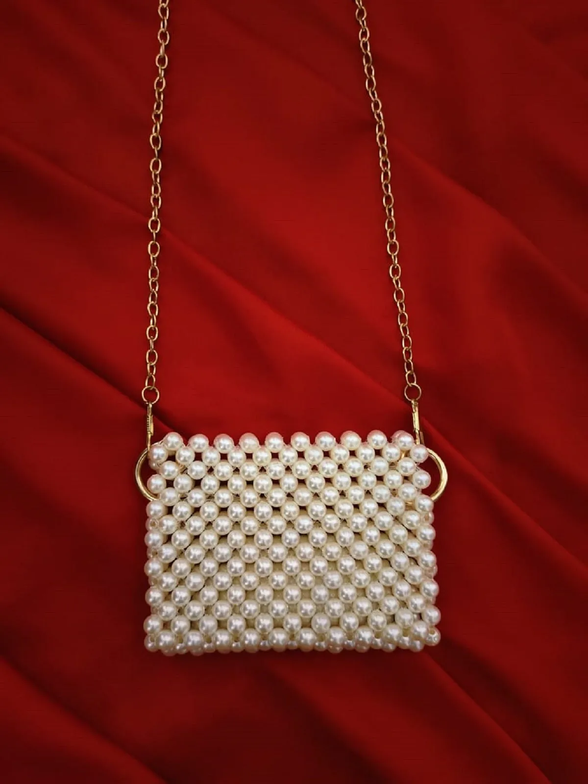 Handcrafted Mini Off-White Beaded Pouch