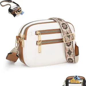 Handmade Colorful Straps Crossbody Leather Bags & Purse, with Guitar Strap, Vegan Leather Small Crossbody Bags (02,M)