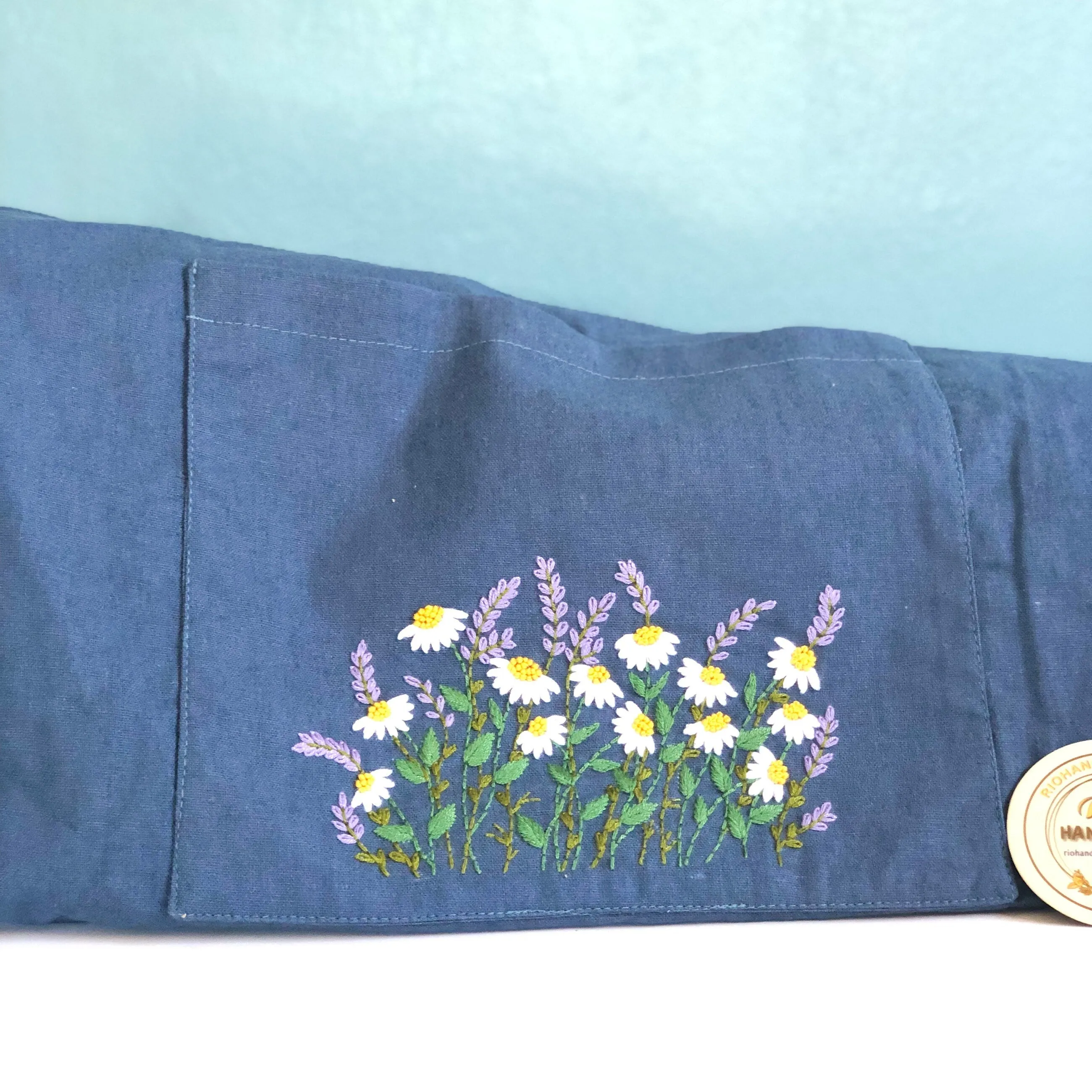 Handmade Embroidery Floral Linen Tote Bag Flowers