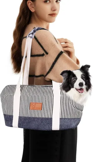 HappyTails Pet Sling Carrier, Hand-Free Carrier Bag for Dogs and Cats, Collapsible Traveling Pet Bag, Airline Approved Soft-Sided Pet Traveling Bag, Splicing Color