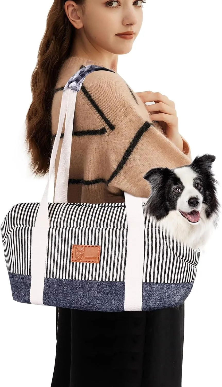 HappyTails Pet Sling Carrier, Hand-Free Carrier Bag for Dogs and Cats, Collapsible Traveling Pet Bag, Airline Approved Soft-Sided Pet Traveling Bag, Splicing Color