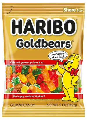 HARIBO Goldbears, Gummi Candy, 5 oz Bags (12 Packs) Assorted Flavors