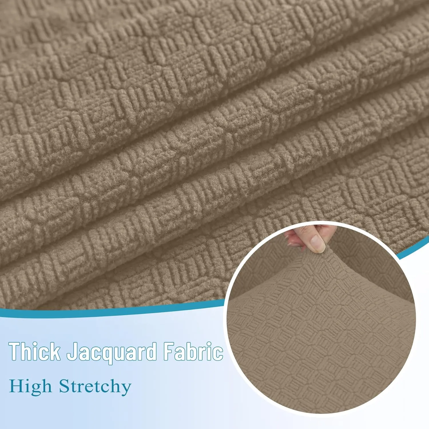 HDCAXKJ Waterproof Sectional Couch Cushion Covers 11 Pieces Stretch Jacquard L Shaped Corner Sofa Slipcover Back Cover Soft Sofa Seat Cushion Covers for Dogs Pet (5 Seater and 6 Backrest, Brown Khaki)