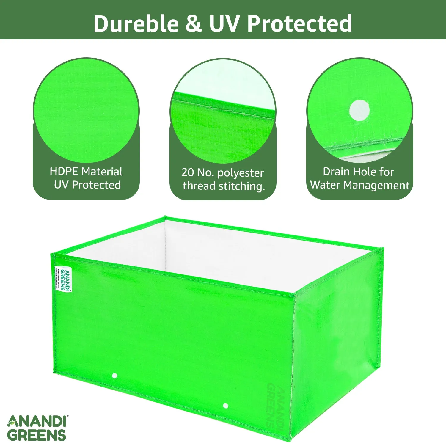 HDPE Plant Grow Bag 260 GSM Rectangular Shaped  24X12X12 Inch Pack of 2