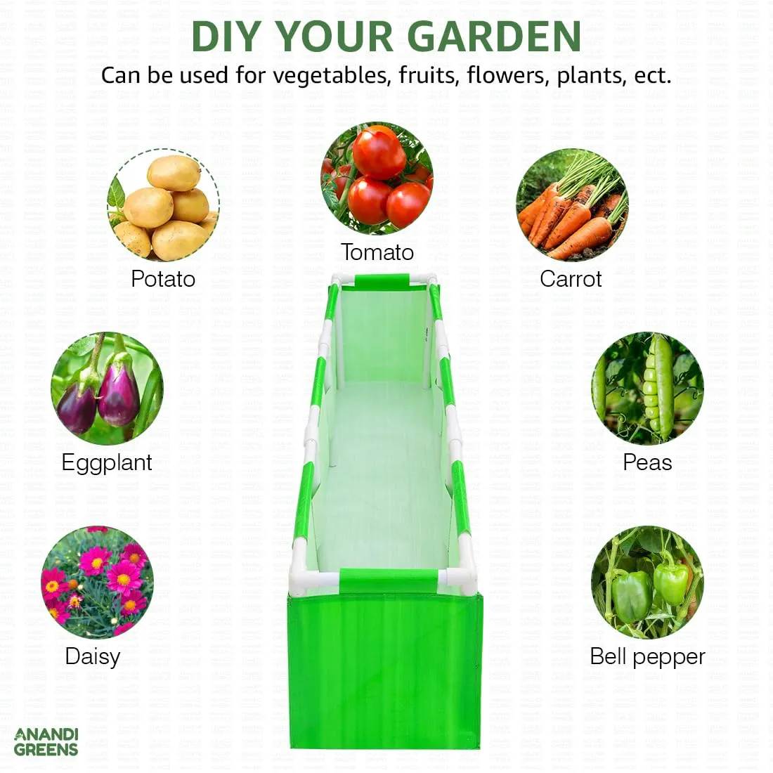 HDPE Rectangular Grow Bag | 5x1x1 Ft | 360 GSM with UPVC Frame