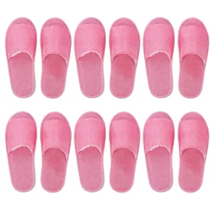 Healifty 6 Pairs Cotton and Linen Non-slip Slippers Outdoor Slippers Summer Soles Disposable Slippers for Guests Hotel One-off Open Slipper Spa Men and Women Wedding Cloth Pink