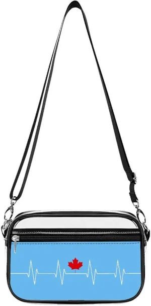 Heartbeat Maple Leaf Canada Flag Clear Bag PVC Clear Crossbody Purse Bag Transparent Shoulder Handbag with Adjustable Strap