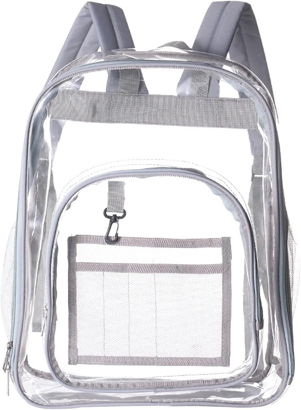 Heavy Duty Clear Backpack,25L Transparent Bookbag PVC See Through Backpack for School Work Stadium Travel (Grey)