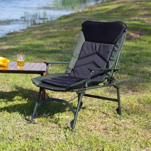 Heavy Duty Folding Camping Chair with Adjustable Backrest & Footrest - 330lbs Capacity Oxford Fabric Outdoor Recliner with Ventilated Cushion for Camping, Picnic, Fishing