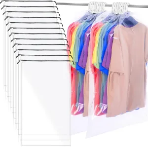 Heavy Duty Garment Moving Bags 24'' x 40'' Large Moving Bags to Transport Clothes Without Folding, Water Resistant, Ideal for Outerwear Jackets Shirts Drawstring Garment Storage(12 Pcs)