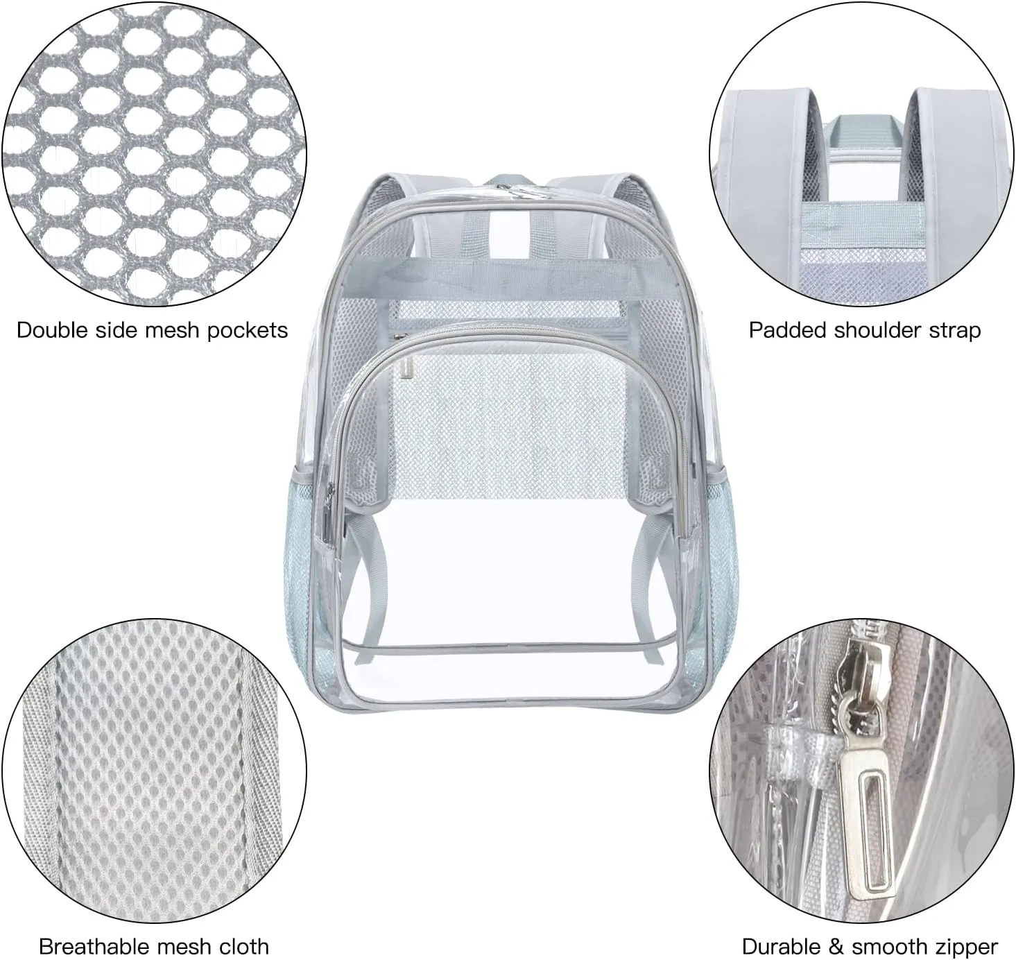 HEEYA Clear Backpack Heavy Duty Transparent Backpack for Security, Sports, Work, Travel, Stadium