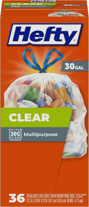 Hefty Recycling Trash Bags, Clear, 30 Gallon, 36 Count