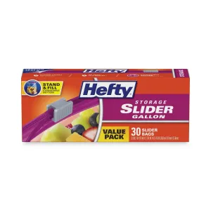 Hefty® Slider Stand and Fill Food Storage Bags, Gallon, 10.56" x 11", Clear, 30/Box