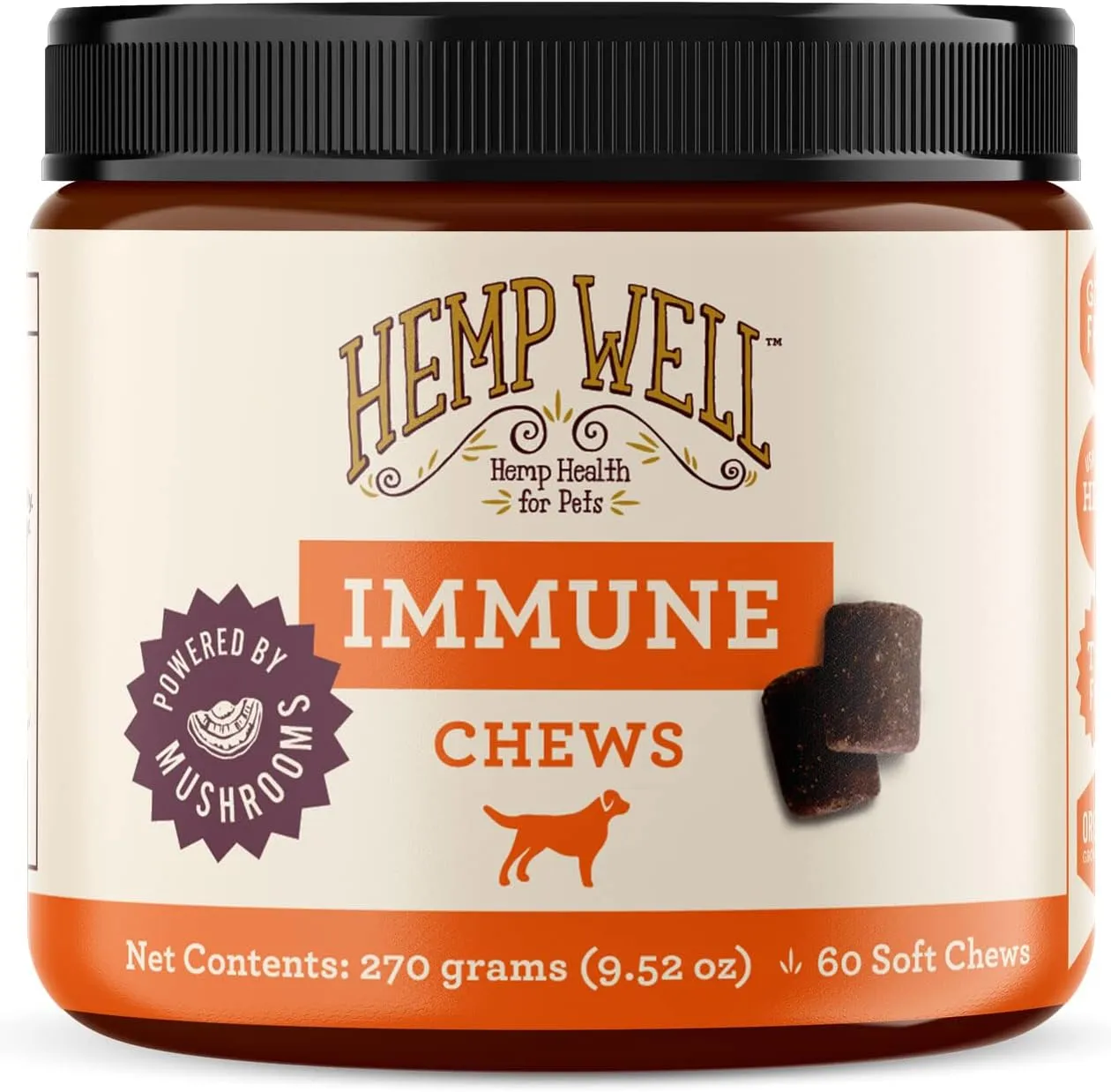 Hemp Well Immune   Allergy Support Dog Soft Chews with Functional Mushrooms and Hemp - 60 Count, Dog Allergy Relief, Itch Relief for Dogs - Dog Vitamins and Supplements for Digestive and Skin Support