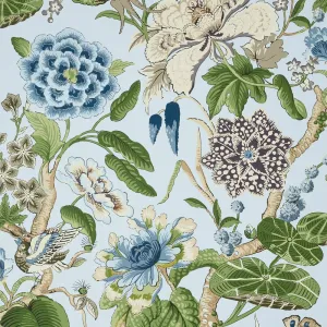 Hill Garden Spa Blue Wallpaper | Thibaut