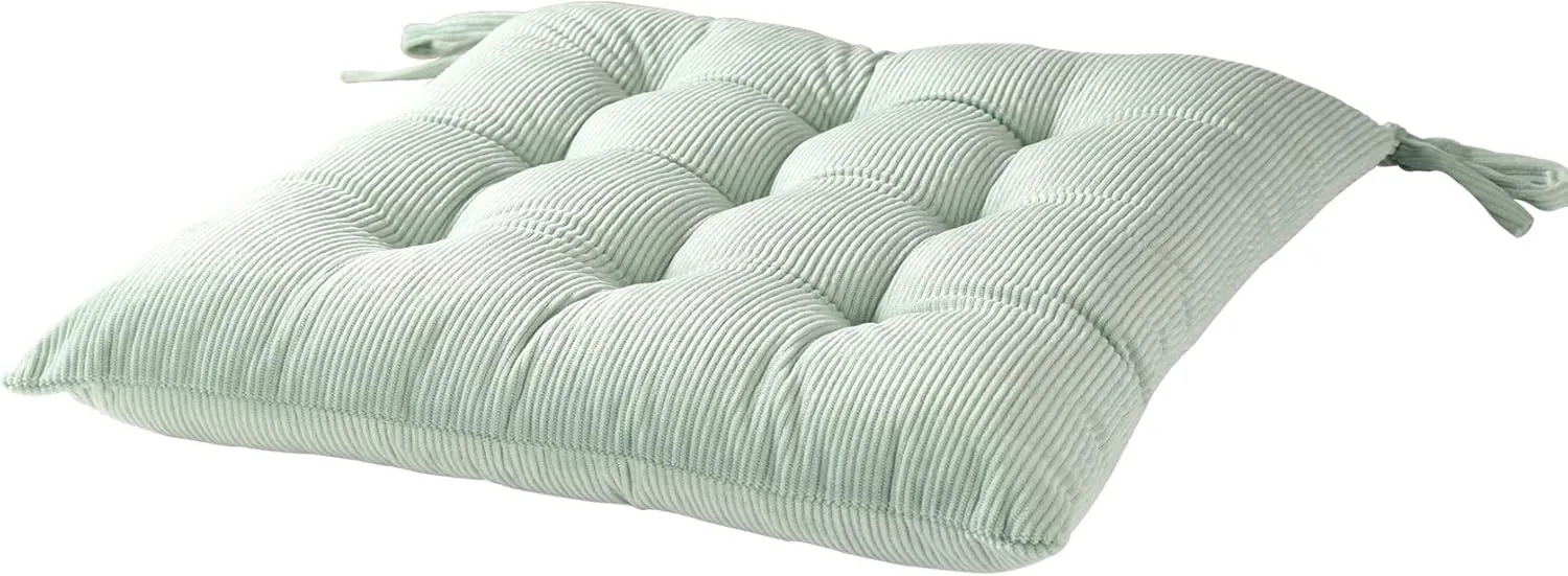 HLOVME Corduroy Chair Cushion with Ties Ultra Soft Warm Floor Cushion for Kids Reading Nook Comfortable Square Seat Cushion for Adult 15.7”x15.7” Set of 2, Green
