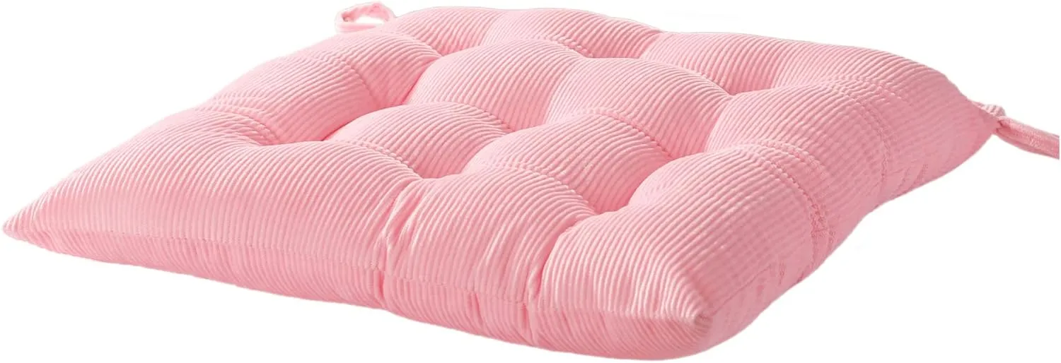 HLOVME Corduroy Chair Cushion with Ties Ultra Soft Warm Floor Cushion for Kids Reading Nook Comfortable Square Seat Cushion for Adult 15.7”x15.7” Set of 2, Pink