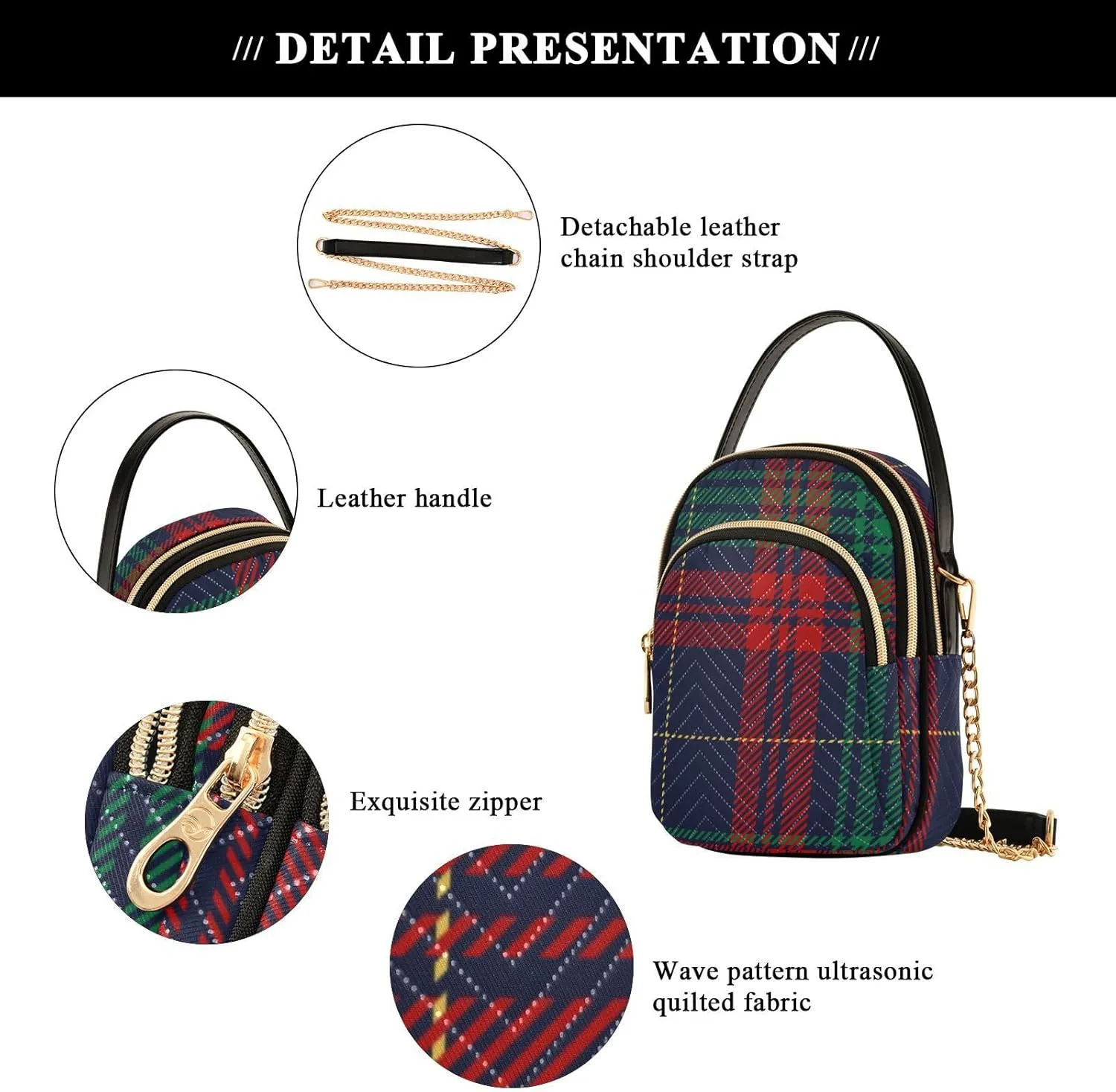 Holiday Festive Cell Phone Purse Crossbody Handbag Durable Shoulder Bag Travel Pouch