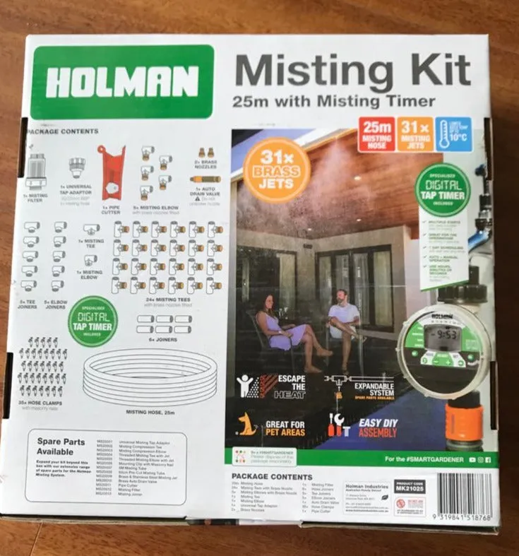 Holman Misting Kit 25m With Misting Timer/Fully Expandable System/ Ideal for Pet Areas