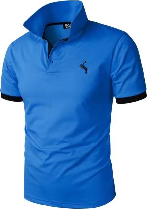 HOOD CREW Men’s Classic Polo Shirt Short Sleeve Shirts Lightweight Casual Tops