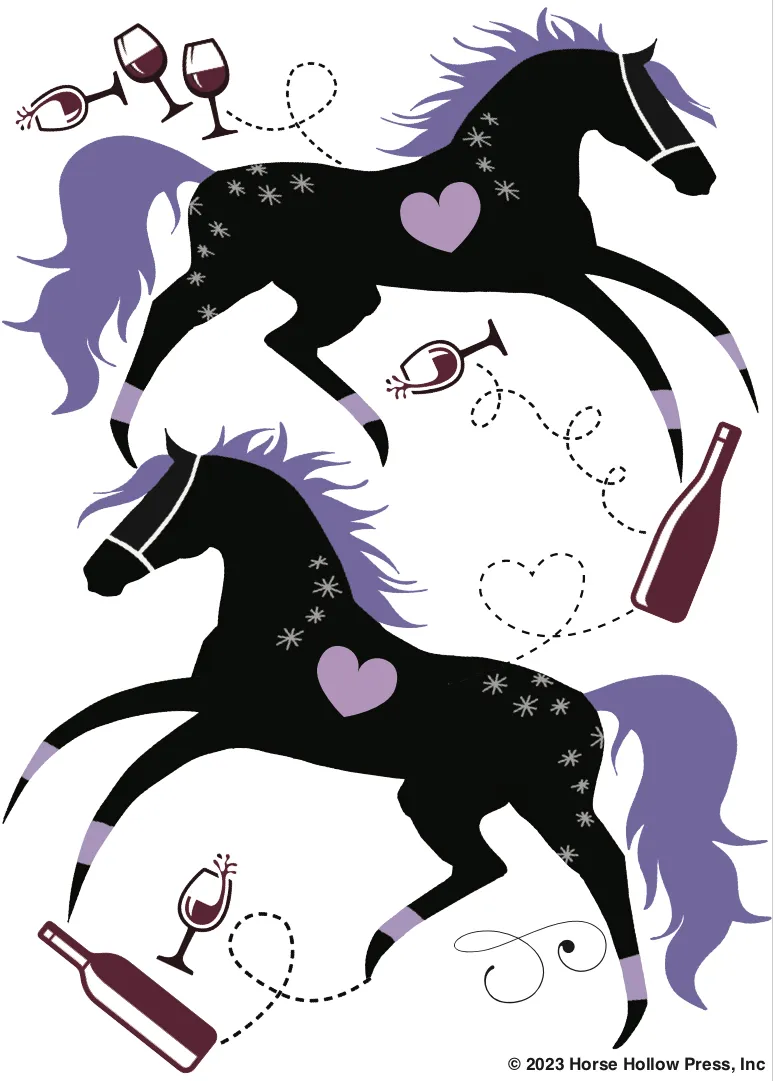Horse Equestrian Linen Wine Bag