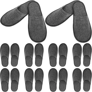 House Slippers 20Pcs Unisex Guest Slippers Disposable Hotel Slippers Washable House Slippers for Guests Shoeless Home Wedding Bridesmaid Travel Party Grey Travel Slippers