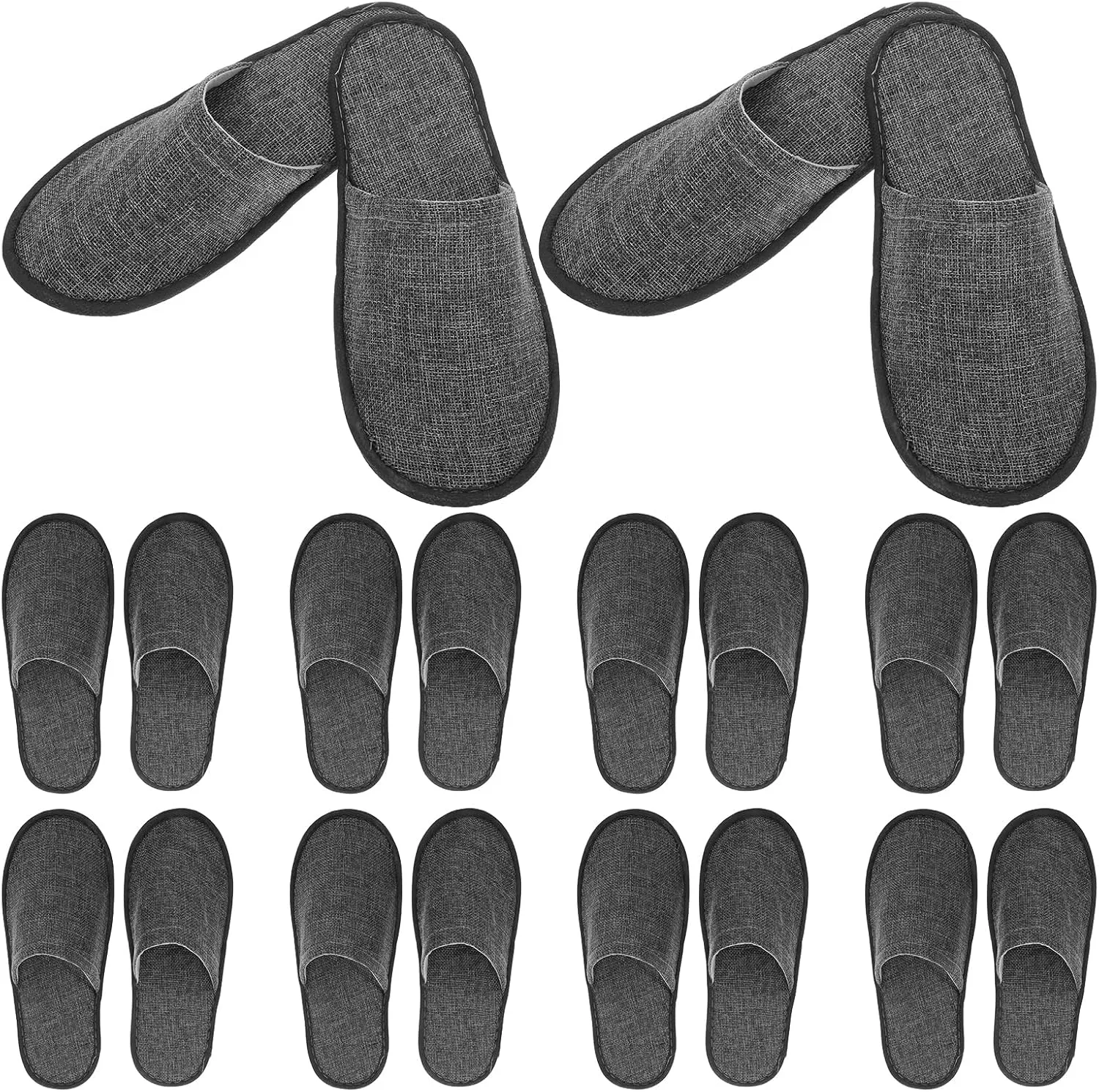 House Slippers 20Pcs Unisex Guest Slippers Disposable Hotel Slippers Washable House Slippers for Guests Shoeless Home Wedding Bridesmaid Travel Party Grey Travel Slippers
