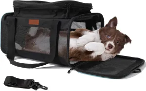 HSC PET Carriers for Cat Small Dog Bag,Deluxe,Black,Top Expandable,Luxury Airline Approved,Cabin Carriers Guaranteed On Cabin Board Flight Travel
