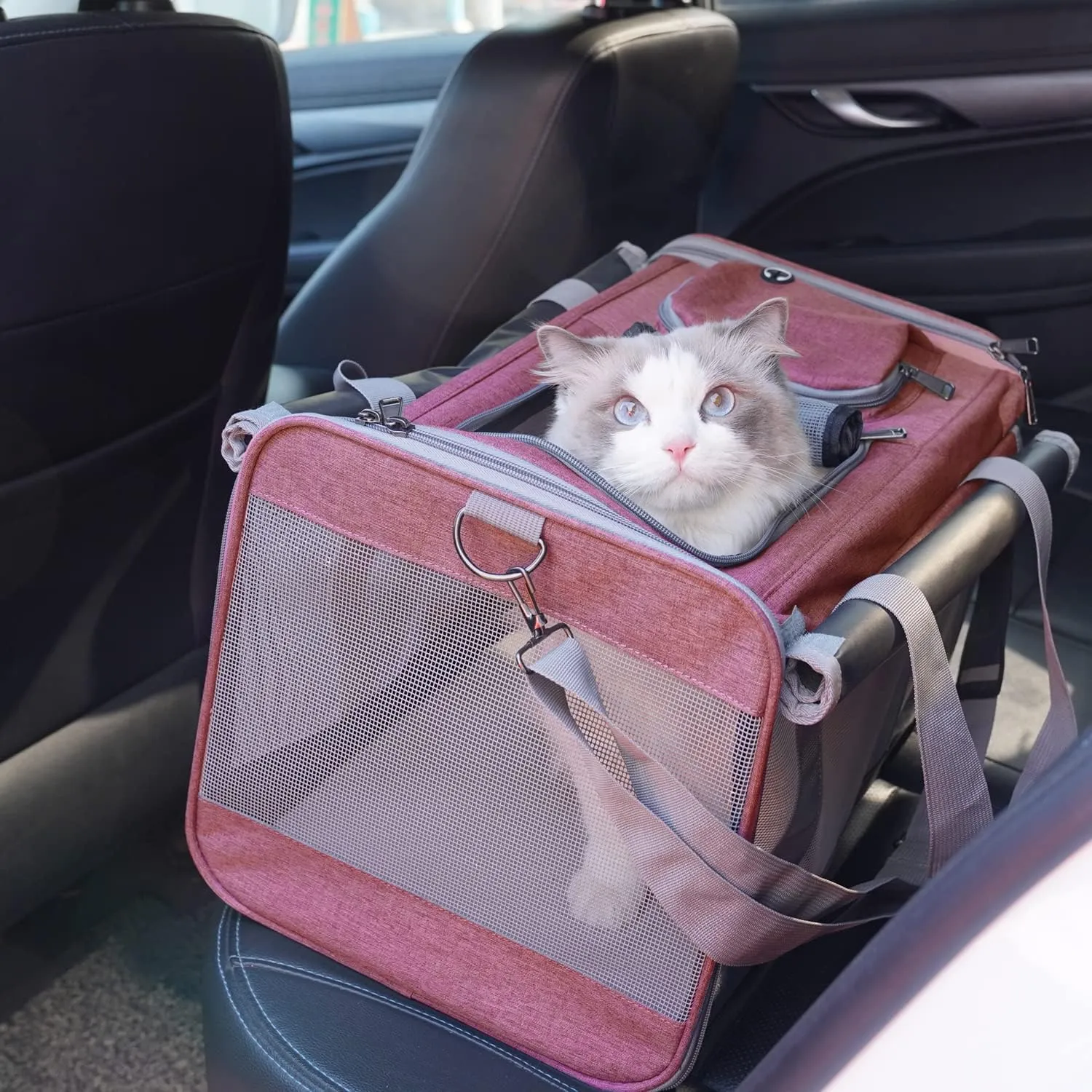 HSC PET Pink Pets Carrier for Large Medium Cat, Soft-Sided Small Dog Carriers Fit Kitties Rabbit Puppy, Bunny Carriers Pet Privacy Protection Travel Bag