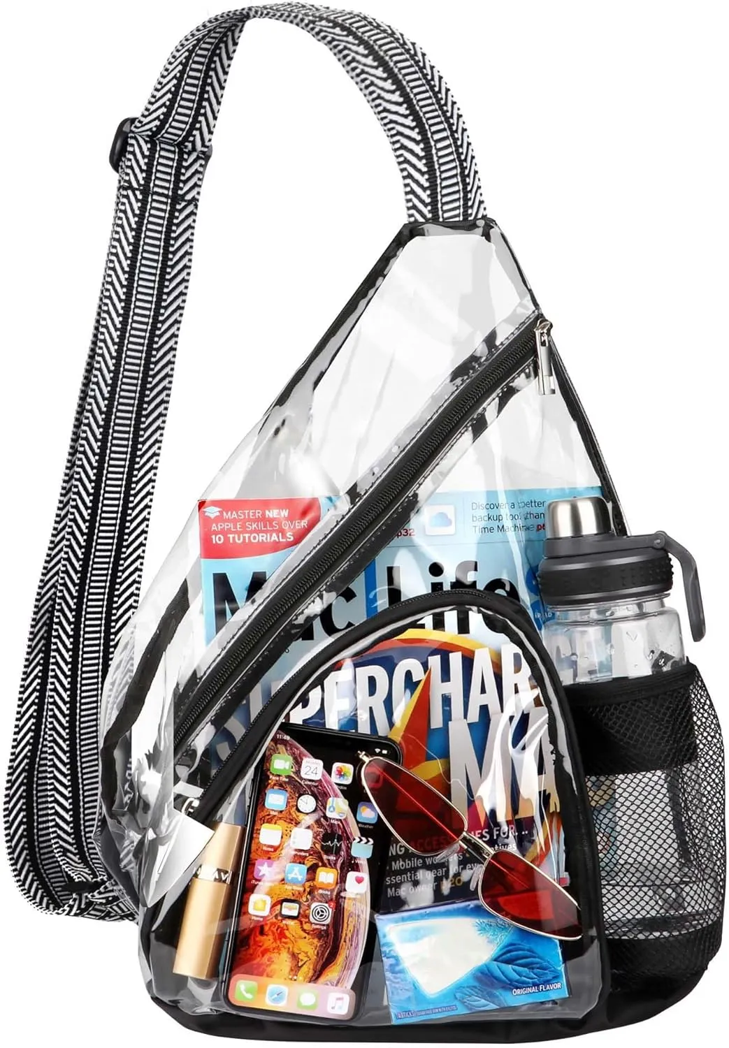 HULISEN Clear Sling Bag, Clear Bag Stadium Approved, Transparent Shoulder Crossbody Backpack Chest Casual Daypack