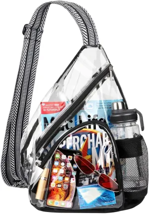 HULISEN Clear Sling Bag, Clear Bag Stadium Approved, Transparent Shoulder Crossbody Backpack Chest Casual Daypack