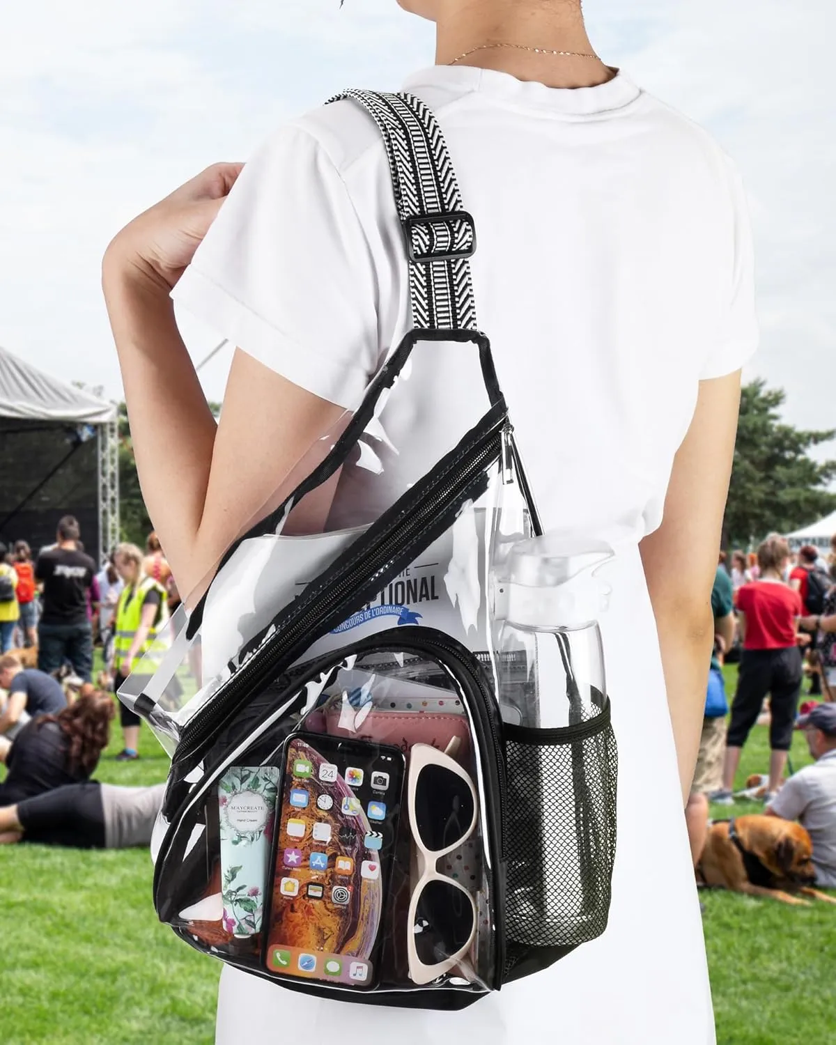 HULISEN Clear Sling Bag, Clear Bag Stadium Approved, Transparent Shoulder Crossbody Backpack Chest Casual Daypack