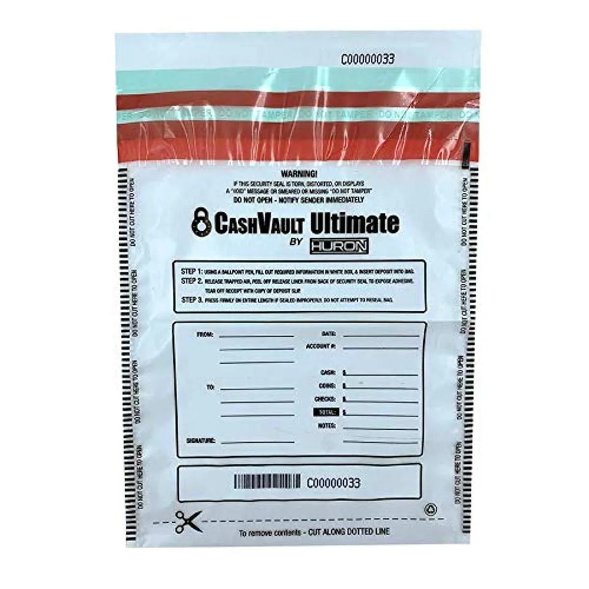 Huron Level 4 12 x 16 Tamper Evident Bag, Clear (100) HASZ0063