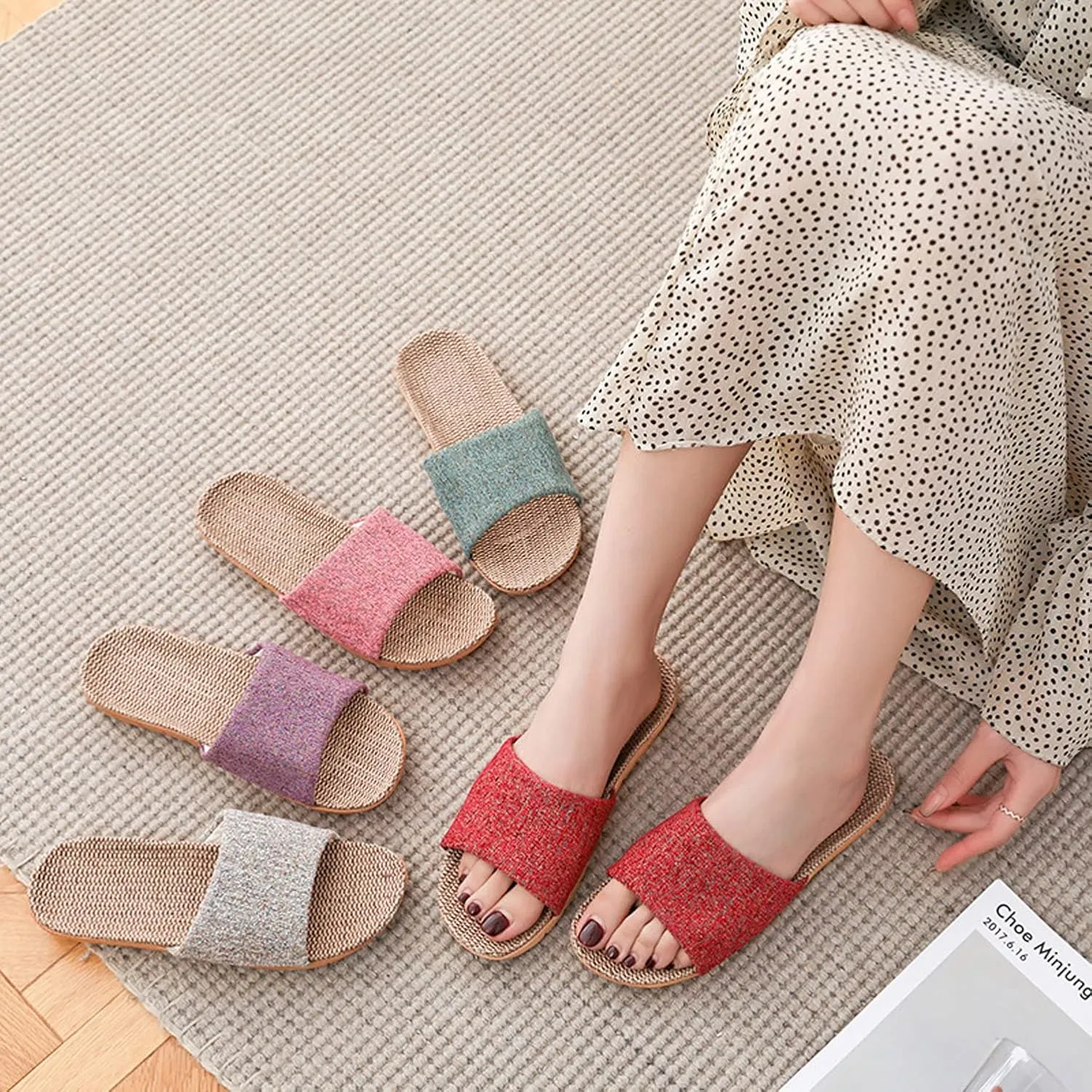 Hwayslon Fashion Unisex Linen Summer Skidproof Indoor Slippers