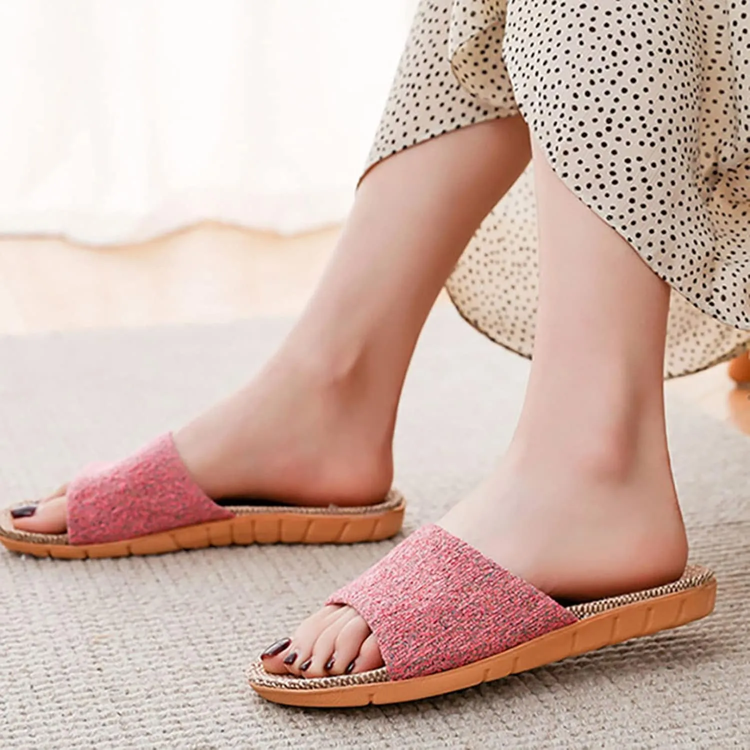 Hwayslon Fashion Unisex Linen Summer Skidproof Indoor Slippers