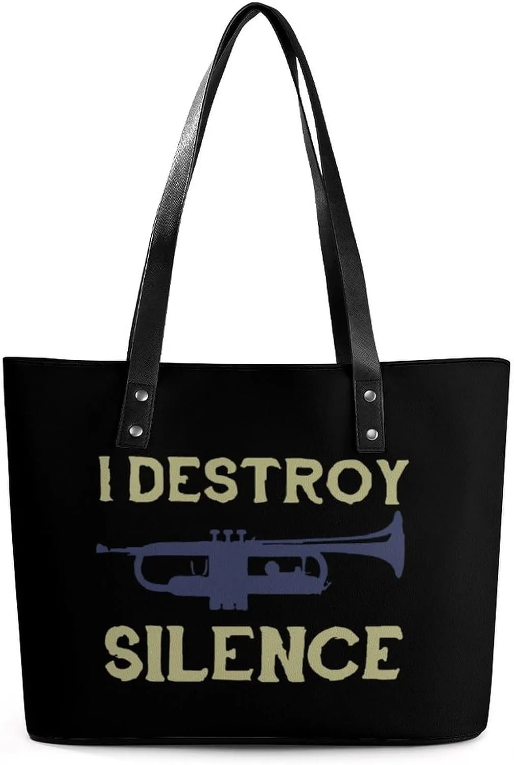 I Destroy Silence Trumpet Fashion Tote Bag for Women Handbags Large Capacity Shoulder Bags Purses with Zippered