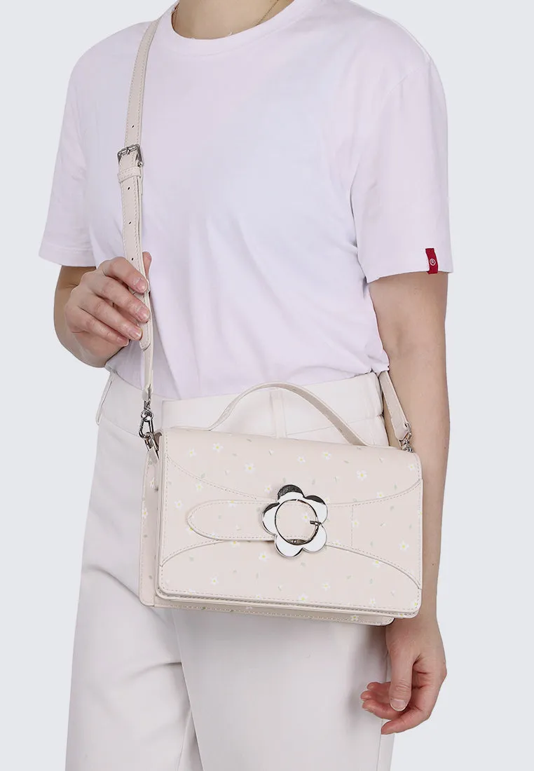 I Feel Bloom Belted Top Handle Bag (Beige)