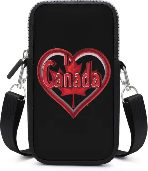 I Love Canada Crossbody Phone Bag Mini Shoulder Bag Cute Cell Phone Purse for Men Women