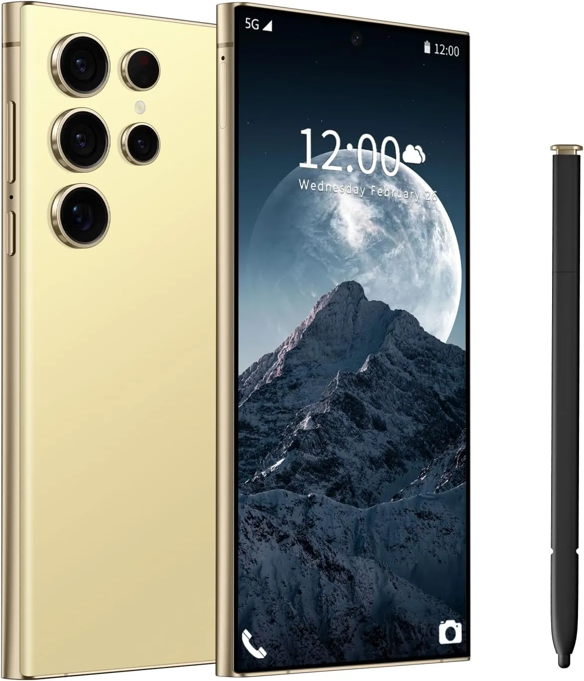 I24 Ultra 5G Unlocked Phones, Built in Pen, Smartphone Battery 6800mAh 6.8" HD Screen Unlocked Cell Phone, 6 256GB Android13 with 128G Memory Card, Face ID/Fingerprint Lock/GPS (Yellow)