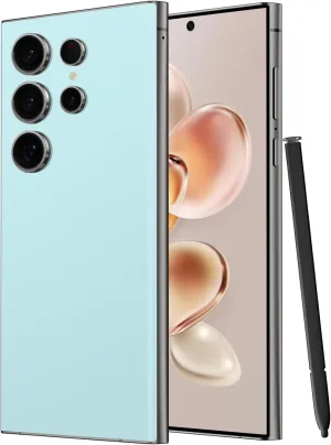 I24 Ultra Unlocked Smartphone,6GB 256GB Built in Pen with128GB Memory Card Cell Phone Android 13, 6.8" HD Screen Unlocked Cell Phone, 6800mAh, 48MP 108MP Dual Camera/Fingerprint Lock (Cyan)