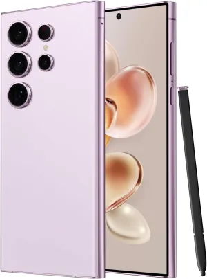 I24 Ultra Unlocked Smartphone,6GB 256GB Built in Pen with128GB Memory Card Cell Phone Android 13, 6.8" HD Screen Unlocked Cell Phone, 6800mAh, 48MP 108MP Dual Camera/Fingerprint Lock (Purple)