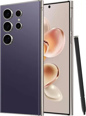 I24 Ultra Unlocked Smartphone,6GB 256GB Built in Pen with128GB Memory Card cell phone Android 13, 6.8"HD Screen Unlocked Cell Phone, 6800mAh, 48MP 108MP Dual Camera/Fingerprint Lock (Dark purple)